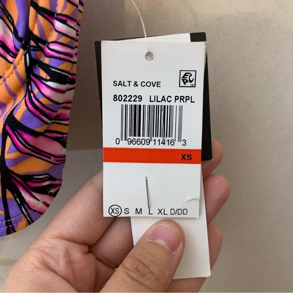 NWT Salt + Cove Lilac Multi Bikini Top Tie Back - Picture 4 of 6